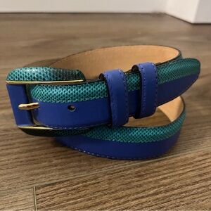 Vintage Carlisle Leather Blue and Green Women’s Belt S